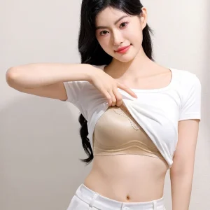 Sexy Thin Lace Bra Fixed 3/4 Cup Glossy Finish For Women 3D Jelly Soft Support Seamless Shaping Side Breast Gathering Four Hook