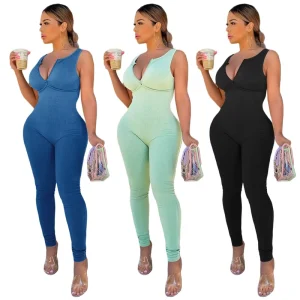 Sexy Trendy Jumpsuit Women Clothing V Neck Backless Halter One Piece Romper for Ladies