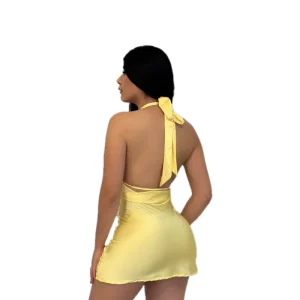 Sexy Women Party Dress Long Evening Elegant Halter Backless Silk Mini