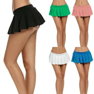 Sexy Women Pleated Mini Skirt Solid Ruffle Lingerie Black Short Skirts