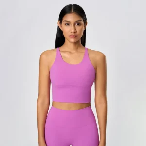 Sexy Women Sports Bra Crisscross Back Medium Support Yoga Bra With Removable Cups