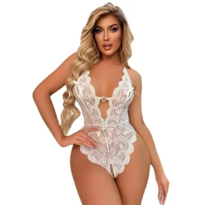 Sexy Women’s Bodysuit Open Bra Crotchless Underwear Lace Woven Half Slips Erotic Lingerie Plus Size
