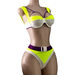 Sexy Women’s Breathable Wire Free Adjusted Straps Solid Lace Hollow Mid waist Triangle Open Crotch Underwear