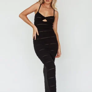 Sexy Women’s Collarless Summer Streetwear Hollow Knitted Long Skirt Dress with Geometric Pattern