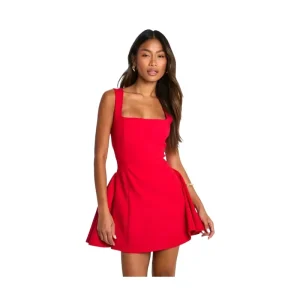 Sexy Women’s Mini Party Dress Square Neck Bodycon Cut Out Back Sleeveless Club Dresses Adults Knitted Pattern