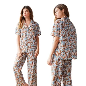 Short Sleeve Letter Piping Pajama Sets for Women New Arrival Women’s Sleepwear Custom Winter Ladies Girls Modal Lounge Wear