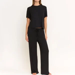 Short Sleeve Women’s Homewear Modal Womens Pyjamas Ribbed Knit Two Piece Lounge Set Sustainable Women Loungewear
