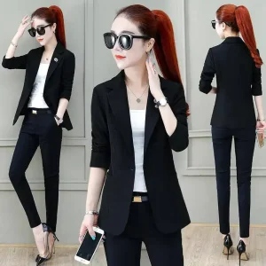 Short Women’s Blazer Jacket Fashion Spring Autumn Thin Slim Long Sleeve Outwear Single Button Women Casual Suit Blazer Tops