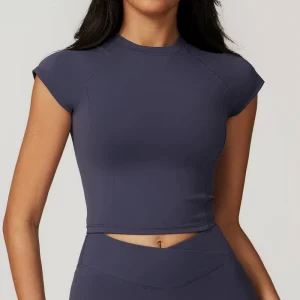 Short sleeved Sports T shirt Women’s Tight Quick drying Yoga Wear Crop Tops Recycle High Running Fitness