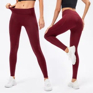 Side Pocket Women’s Warm Fitness Gym Sports Yoga Leggings Elastic Waist Closure Winter Wool Warm Running Leggings