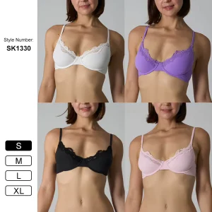 Sk1330 Women’s Breathable Adjustable Shoulder Strap Underwear Lace Underwire Beautiful Back Bra