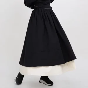 Skirts for Women Fashionable Irregular Women’s Skirt Black and White Contrast A line Elastic Waist Long Skirts