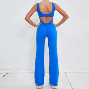 Sleeveless High Quality Yoga Jumpsuit for Women Gym Outdoor Fitness Loose Pants Hollow Back Custom