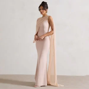 Slim Fit Floor Length Party Dress Solid Color Sweep Train Dress Mesh Embellishes Evening Gowns Dresses