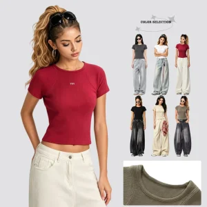 Slim fit Women’s t shirt Summer Apparel 260GSM Plain Women’s Crop tops Custom Design