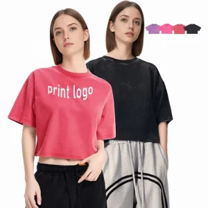 Soft Acid Wash Women’s Crop tops Summer Low Price Fashion Girls T shirt Vintage Streetwear Custom t shirt