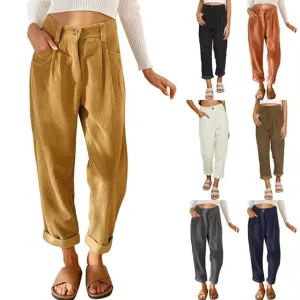 Soft Breathable Women’s High Waist Wide Leg Office Pants Long Casual Loose Trousers for Street Wear