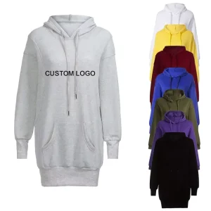 Soft Custom Printed Logo Autumn Knitted Oversized Women’s Pullover Hoodie with Long Sleeves