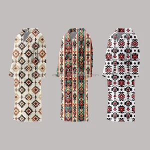 Soft Personalized Bathrobes Aztec Tribal Indians Navajo Native American Print Women Men Long Robe Custom Printed Bath Robes