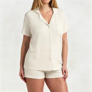 Soft Stretchy Summer Women Sleepwear Short Sleeve Pjs Modal Lounge Set Loungewear Adult Pajama Set