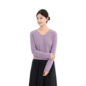 Soft Women’s Woolen Knitwear V-neck Pullover Sweater Casual Comfy Fall Fashion Women’s Outfits