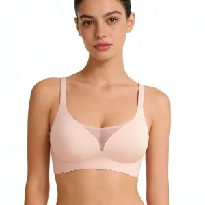 Soft and comfortable women’s wavy mesh bra with adjustable back and full cup without steel wire support