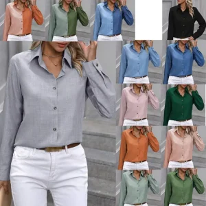 Solid Casual Loose Shirts for Women Autumn Vintage Women’s Shirts and Blouses Fashion Elegant Youth Female Tops