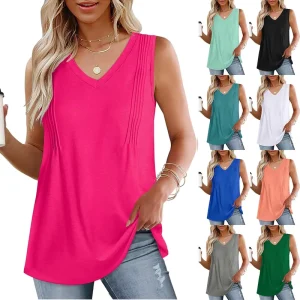 Solid Casual Loose Sleeveless Blouses for Women Fashion Summer Women’s Vest T Shirt Elegant Youth Female Tops
