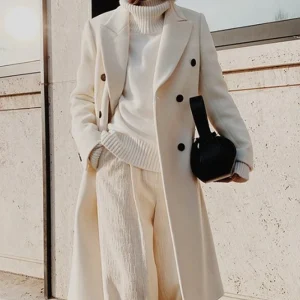 Solid Color Autumn Cardigans Elegant Buttons Solid Color Winter Long Women’s Coats for Ladies Women