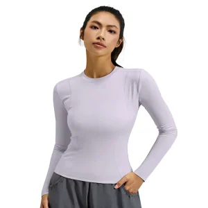 Solid Color Breathable Eco Friendly Quick Dry Yoga Running Fitness Top Plus Size Loose Fit Crew Neck Spandex Nylon Front Logo