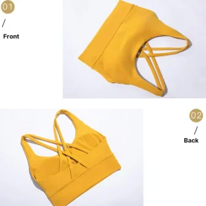 Solid Color Butter Gym Yoga Women’s Sport Bra Soft High Strength Tight Top Front Logo Strapless Medium Support Fitness