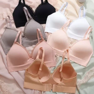 Solid Color Soft Comfortable Breathable Women’s Underwear Gathered Adjustable Bra One Piece Non marking Bra Straps Seamless Bra