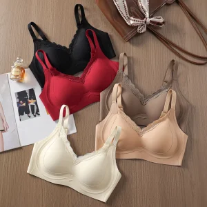 Solid Everyday Seamless Knitted Bra Women’s Small Chest Push-Up Anti-Sagging Wire Free Breathable Adjustable