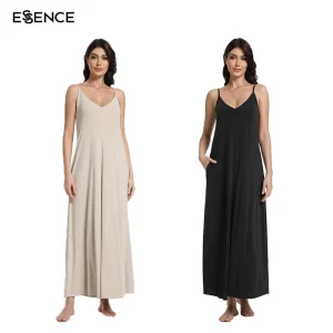 Solid Loungewear Bamboo Cozy Pajamas Night Dress for Women Camis Nightgown Women’s Sleepwear