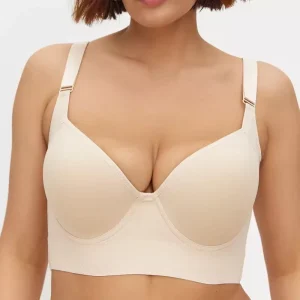 Soutien Gorge Grande Taille Glossy Seamless Girls Push Up Bra Deep V Solid Lift Support Bra Wire Underwire Plus Size Bralette