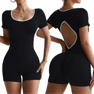 Splicing Spell Color Tight Jumpsuit Sports Fitness Romper Beauty Back High Elasticity One Piece Yoga Bodysuit Sportswear