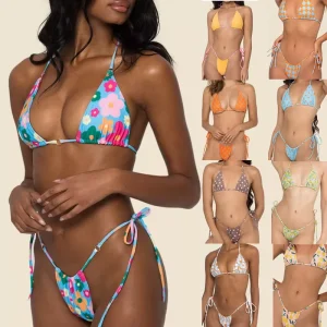 Split Straps Bikinis & Beachwear Textured Digital Printing Swimwear Manufacturers Custom Swimsuit for Women Bikinis