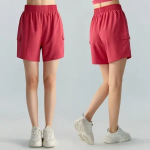 Sport Shorts for Women Wearing Fashionable Loose Work Pocket Shorts for Summer Outdoor Running Breathable Fitness Pants