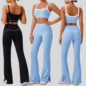 Sports Bra and Flare Pants Lightweight High Elastic Breathable Eco Friendly Fitness Activewear 2 Piece Active Stretch Yoga Set