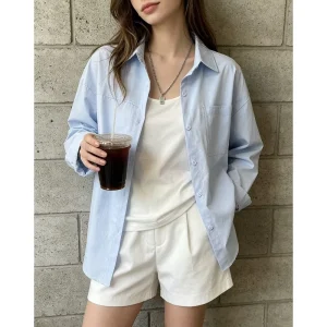 Spot Factory Manufacturer Casual Women’s Long Sleeved Shirt Suitable for Spring Summer Autumn Custom logo Women’s Top