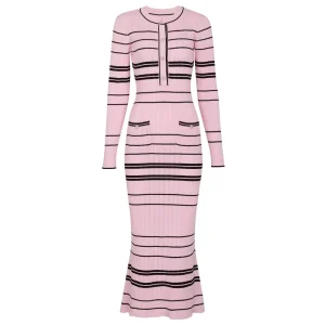 Spring And Autumn Knitted Round Neck Waist Slimming Long Sleeved Fish Tail Women’s Dress
