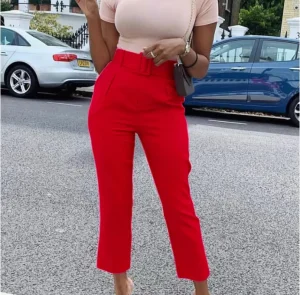 Spring Autumn Ladies Fashion Pants Solid Color Japanese Style Slim Fit Small Foot