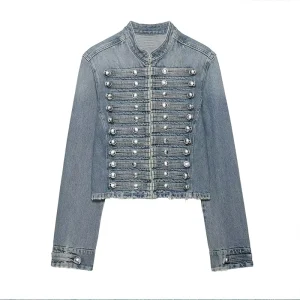 Spring Autumn New Arrivals Stylish Button-Embellished Denim Jacket Vintage-Inspired Casual Women’s Outerwear
