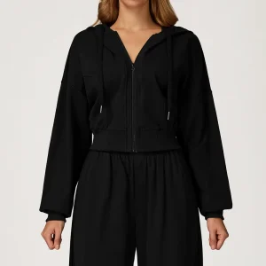 Spring Autumn Women Zipper Hooded Sweatshirts Casual Cotton Blank Hoodies Women’s Boxy Fit Running Sportswear Sweatshirt Jacket