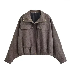 Spring Autumn Women’s Clothing New Fashion Loose Short Jacket Retro Lapel Long Sleeve Casual Women’s Jacket