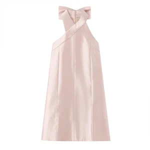 Spring Autumn Women’s Clothing New Fashionable Bow Decorated Dress Retro Sleeveless Elegant Mini Dress