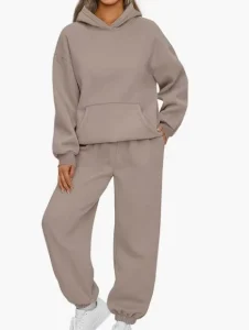 Spring Autumn Women’s Sweatshirt Set Solid-Color Sporty Long Hoodie & Pants Casual Loose Two-Piece Set Daily Wear
