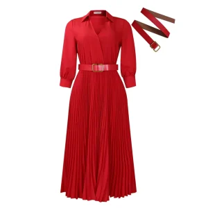 Spring Autumn in Europe and the United States Women’s Solid Color Plus Size Casual Dresses