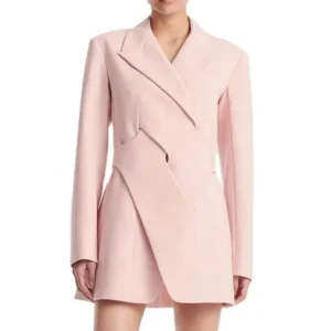Spring Cross-Over Pink Irregular Blazer Jacket for Women