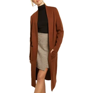 Spring Ladies Knitted Cashmere Cardigan Custom Solid Fuzzy Loose Long Plus Size Pockets Coat Cardigan Women